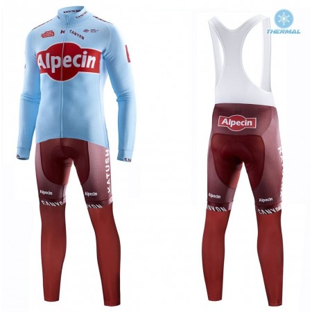 Set Langarmtrikot + Trägerhose Lange 2019 Team Katusha Alpecin Winter Thermal Fleece N001